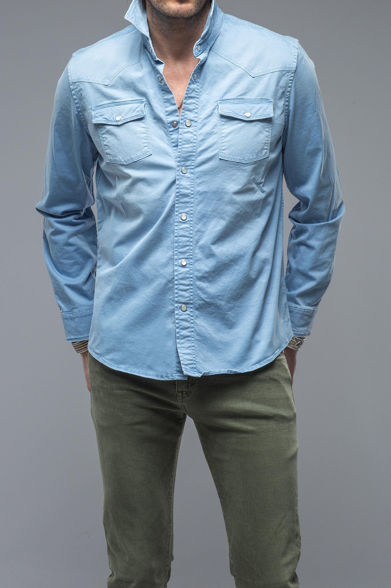 Cassidy Snap Shirt In Oltremare | Mens - Snap Shirts | Axel's Premium Denim