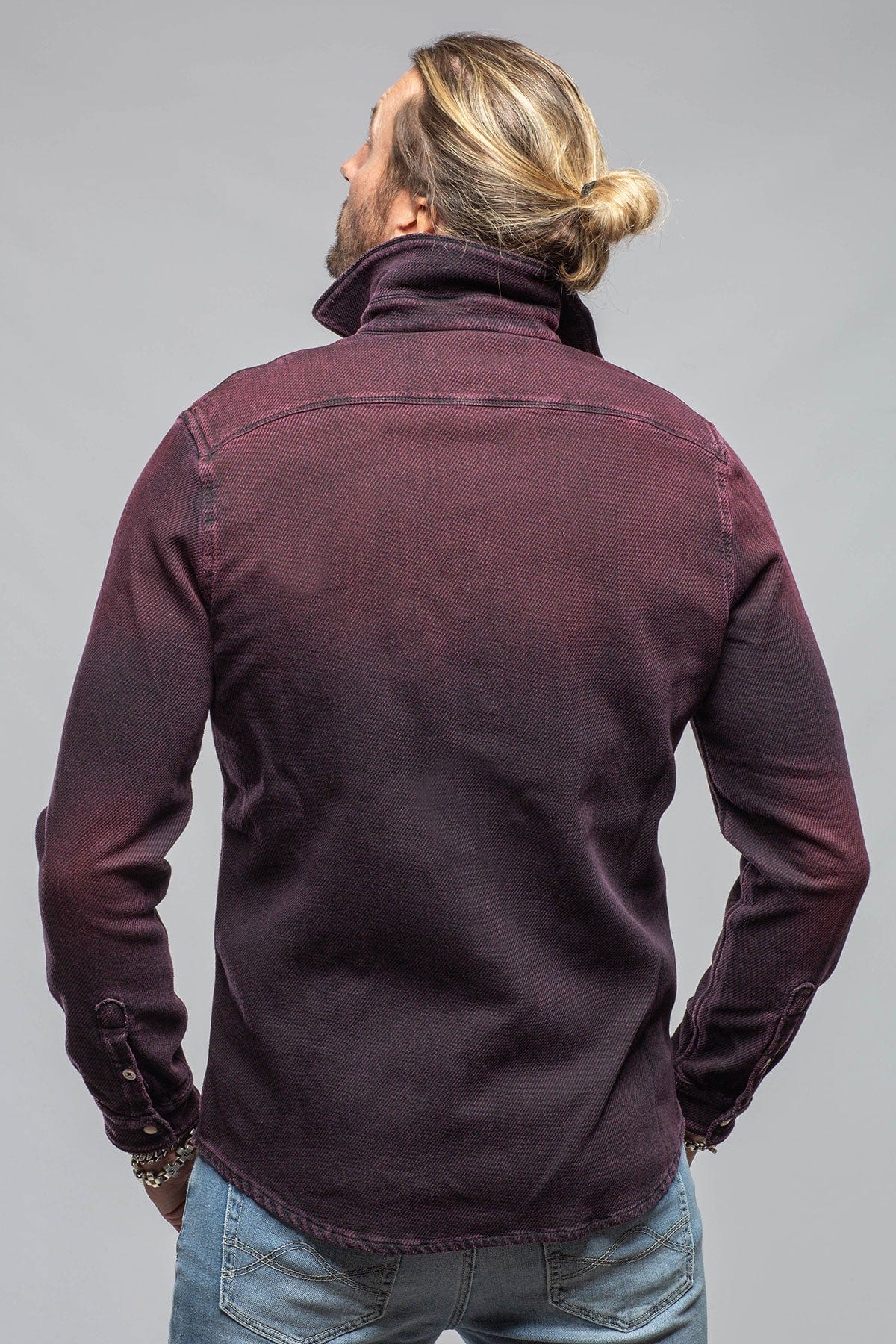 Cutter Knit Snap Shirt In Bordeaux - AXEL'S