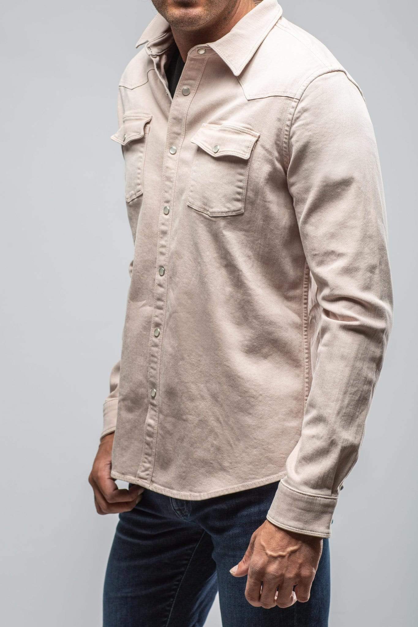 Ranger Colored Denim Snap Shirt In Sabbia Chiara - AXEL'S