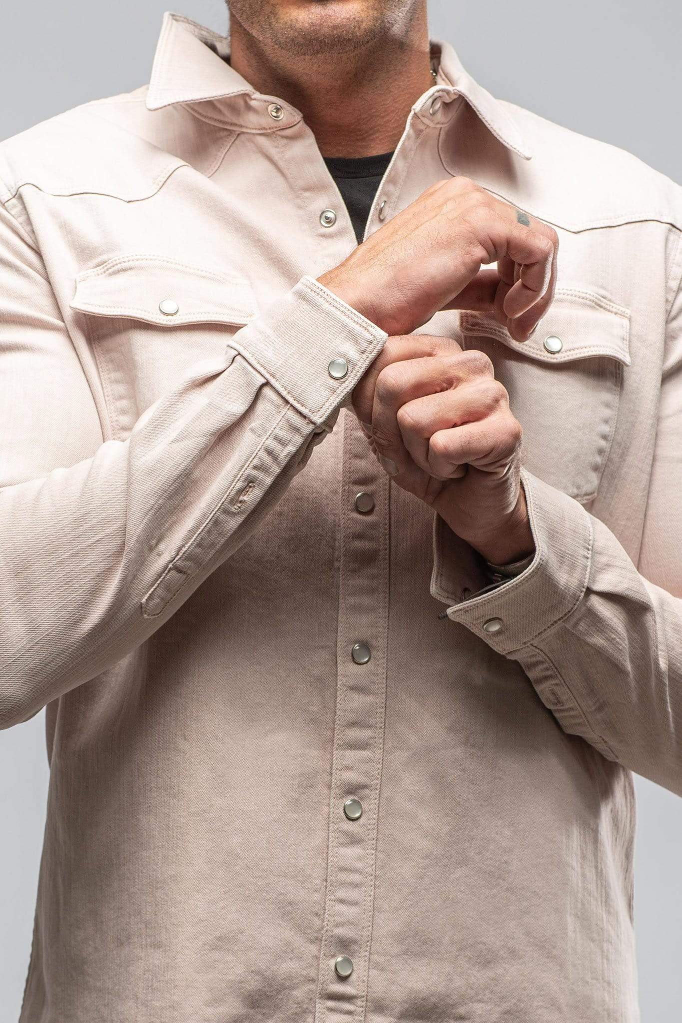 Ranger Colored Denim Snap Shirt In Sabbia Chiara - AXEL'S