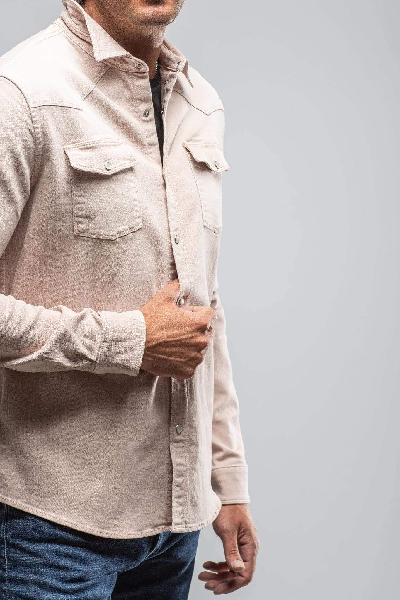 Ranger Colored Denim Snap Shirt In Sabbia Chiara - AXEL'S