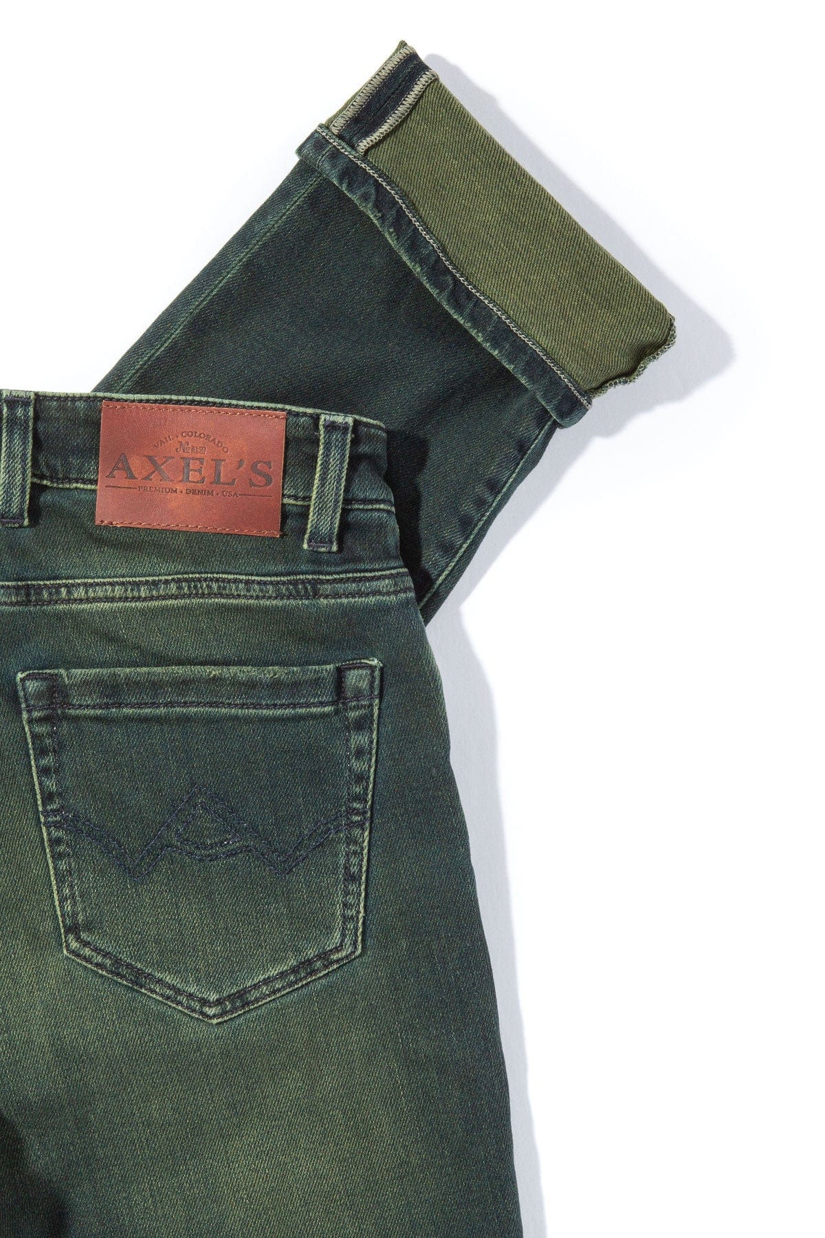 Waylon Over-Dyed Stretch Denim In Avocado - AXEL'S