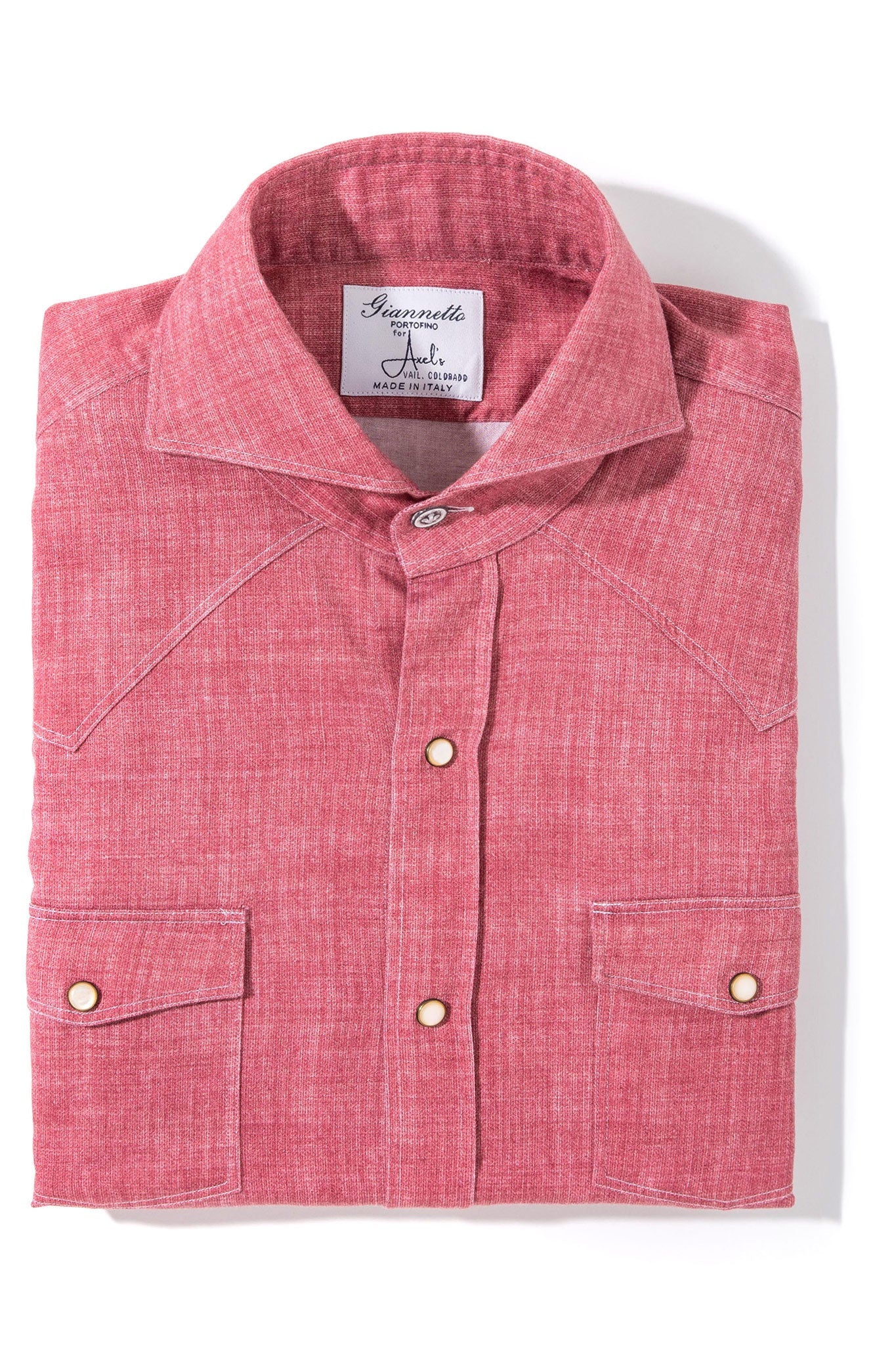 Giannetto Portofino Wyatt Western Snap Shirt Cranberry Mens - Shirts - Outpost