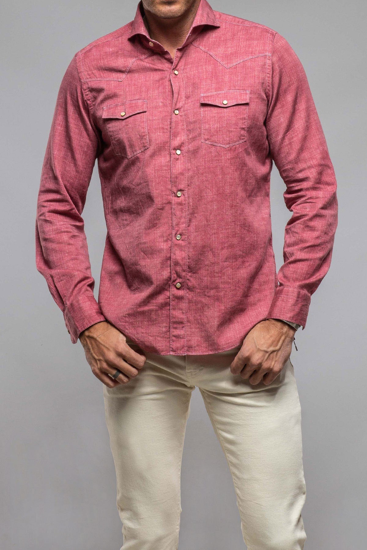 Giannetto Portofino Wyatt Western Snap Shirt Cranberry Mens - Shirts - Outpost