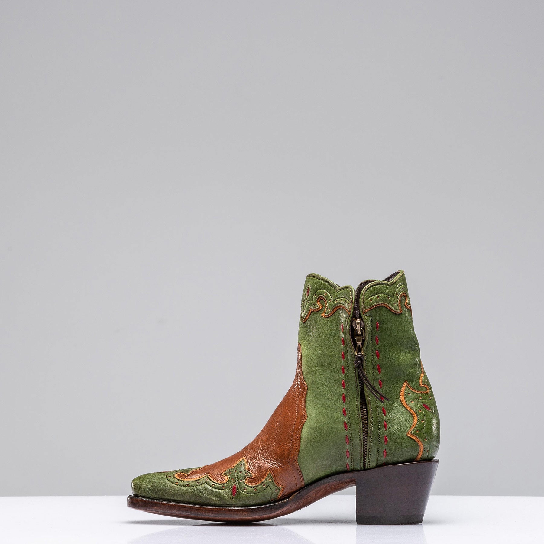 Stallion Boots Calfskin Green Zorro Gallegos Ladies - Cowboy Boots