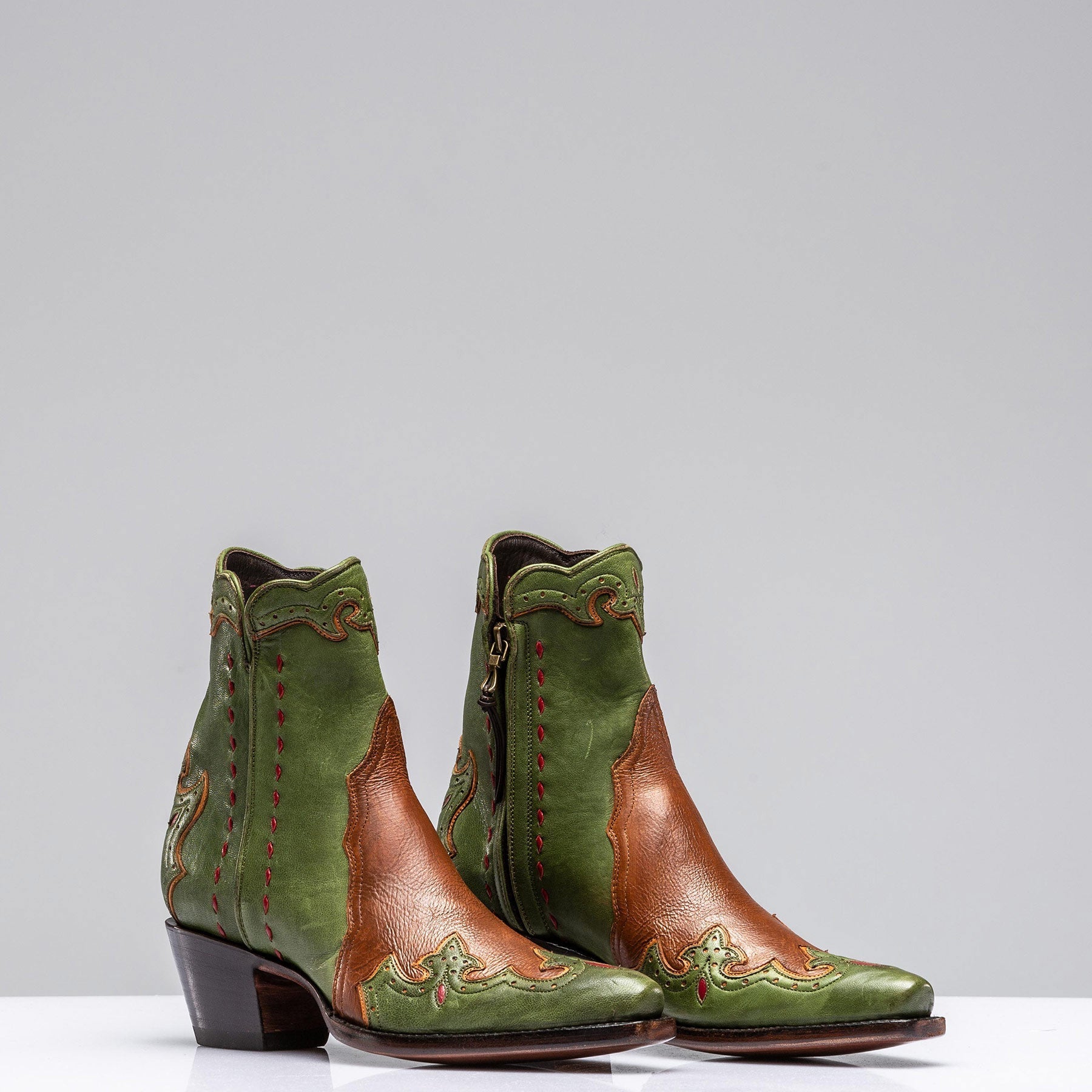 Stallion Boots Calfskin Green Zorro Gallegos Ladies - Cowboy Boots