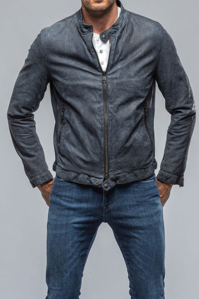 Cherto Waxed Moto In Navy | Mens - Outerwear - Leather | Gimo's