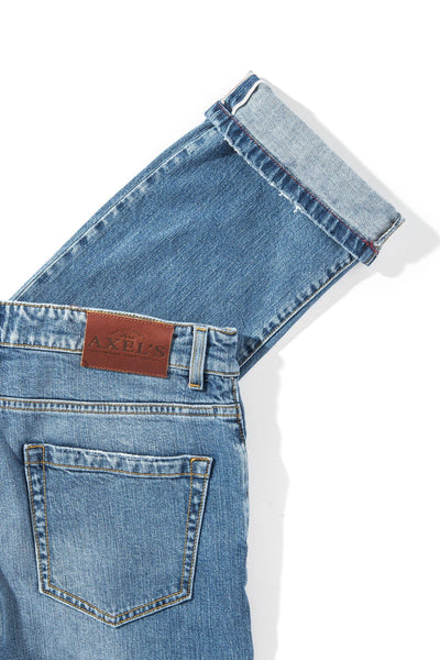 Callum Selvedge Straight Denim In Mid Blue - AXEL'S