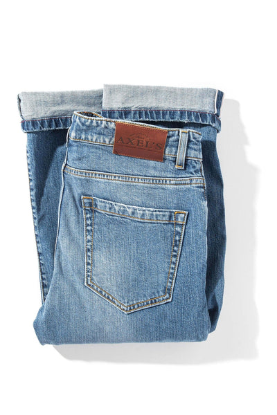 Callum Selvedge Straight Denim In Mid Blue - AXEL'S