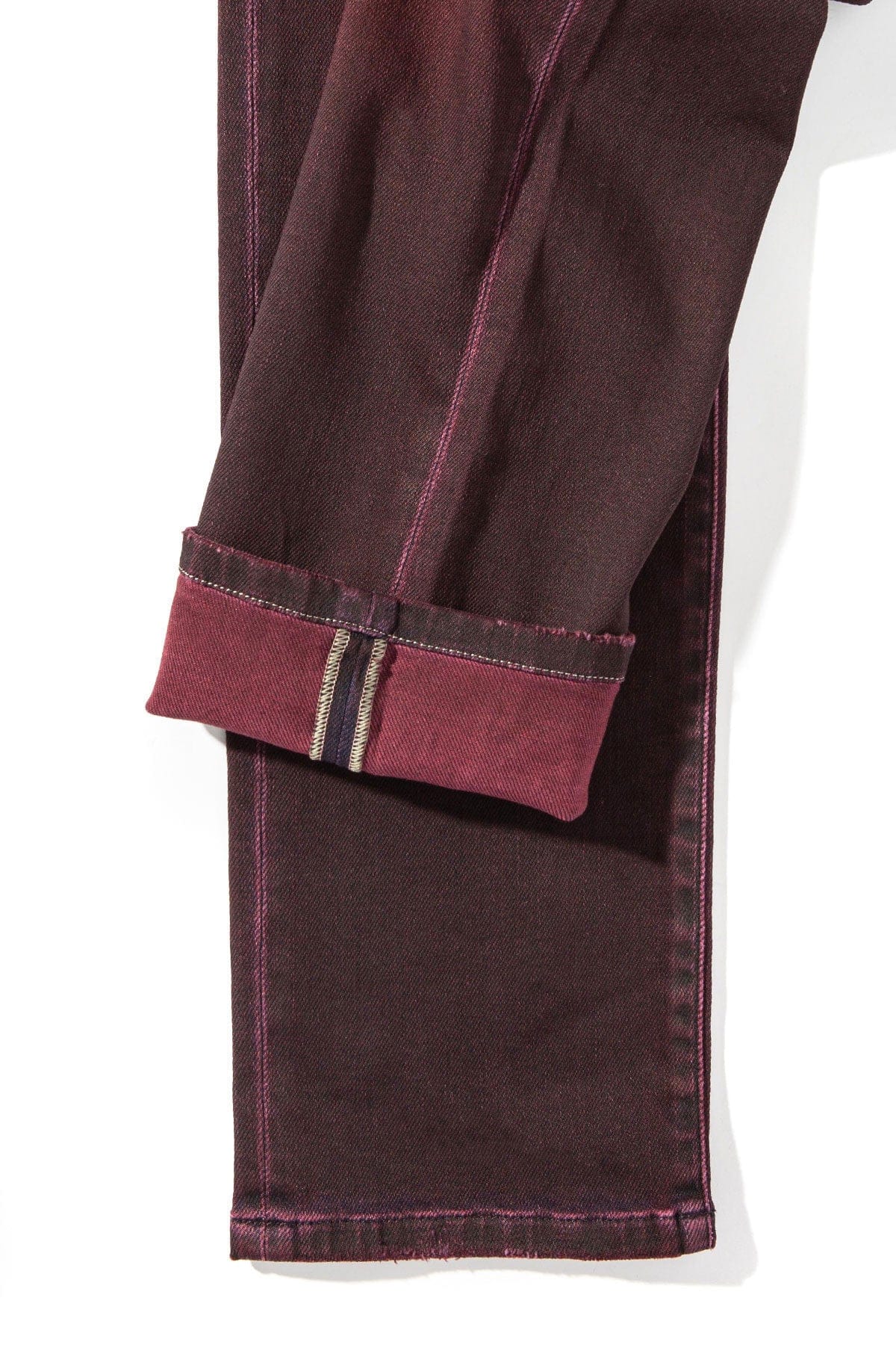 Waylon Over-Dyed Stretch Denim In Bordeaux - AXEL'S