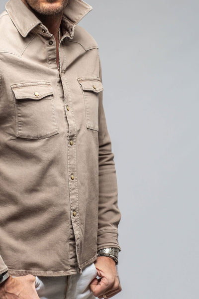 Ranger Colored Denim Snap Shirt In Tortora - AXEL'S