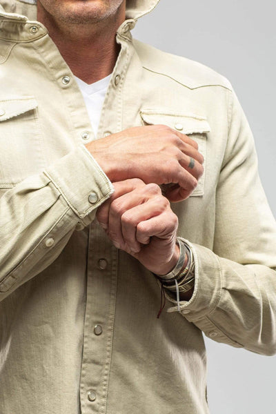 Ranger Colored Denim Snap Shirt In Clorofilla - AXEL'S