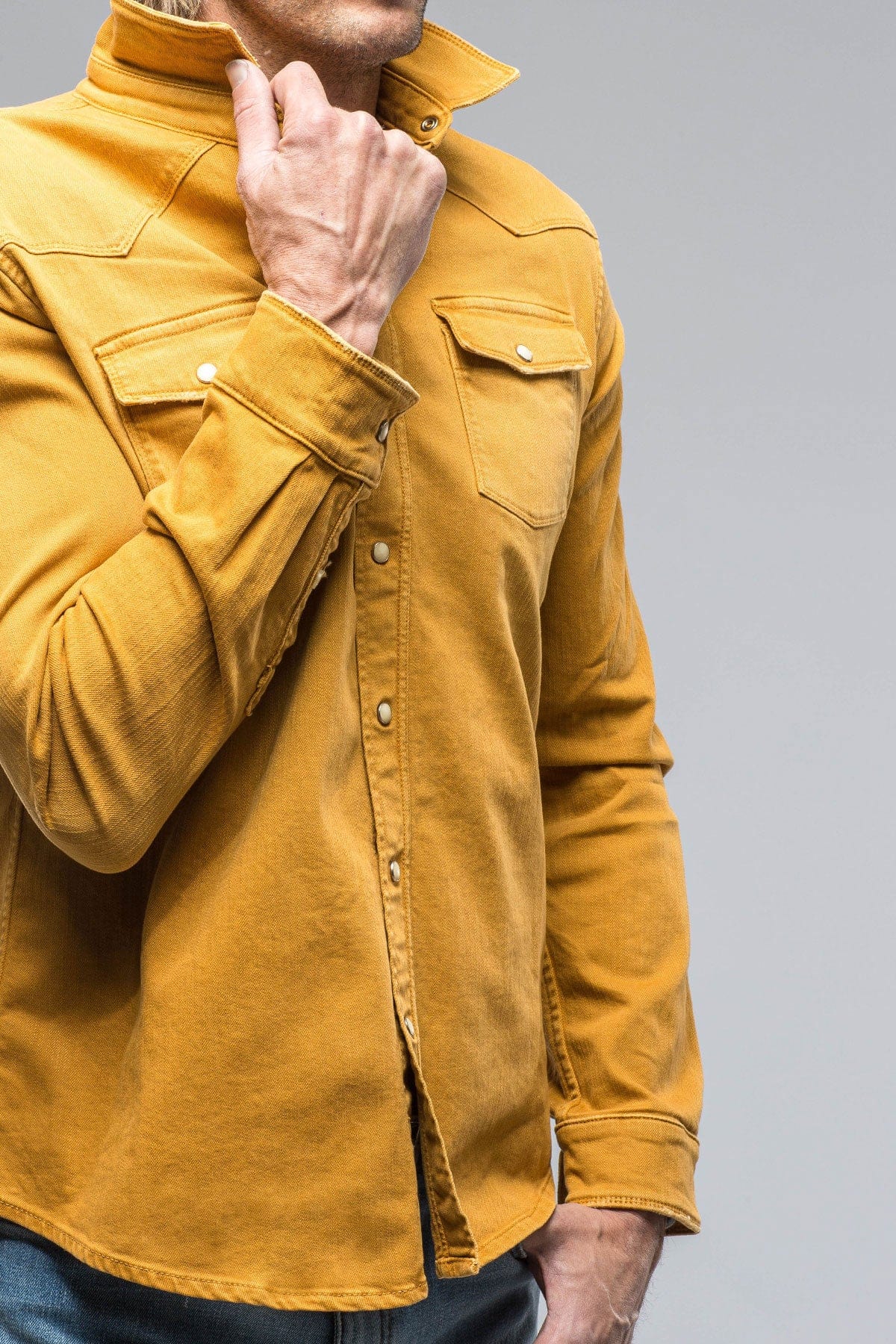 Ranger Colored Denim Snap Shirt In Curcuma - AXEL'S