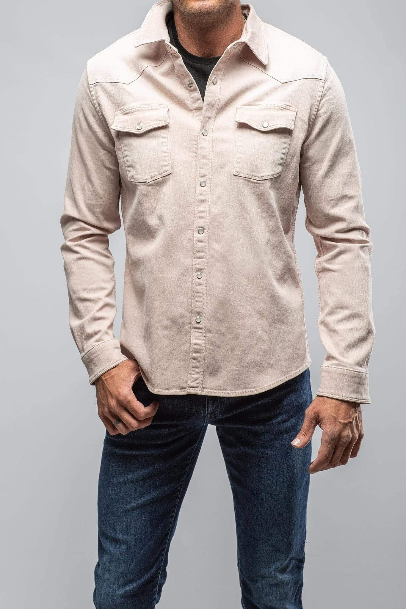 Ranger Colored Denim Snap Shirt In Sabbia Chiara - AXEL'S