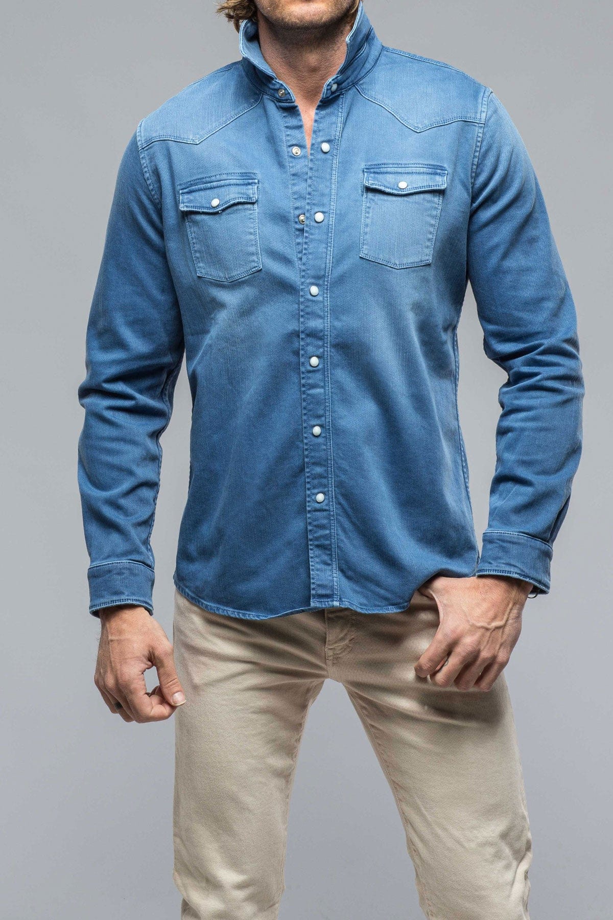 Ranger Colored Denim Snap Shirt In Olympic Blue - AXEL'S