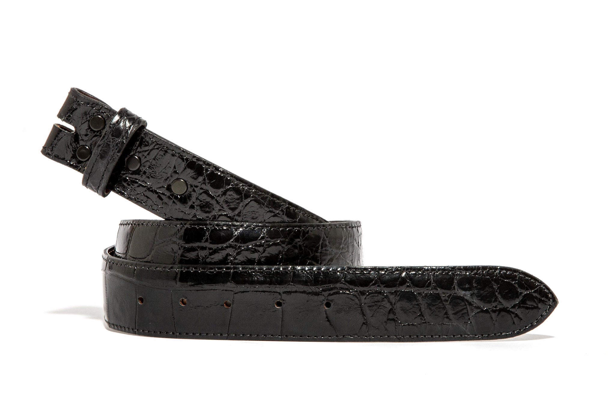 Chacon Black Alligator Classic Strap Belts And Buckles - Belts