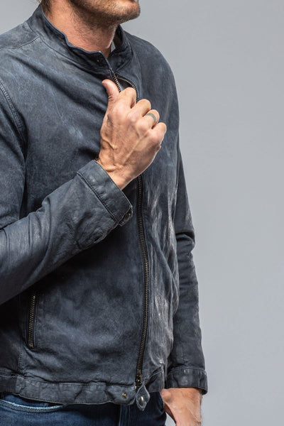 Cherto Waxed Moto In Navy | Mens - Outerwear - Leather | Gimo's