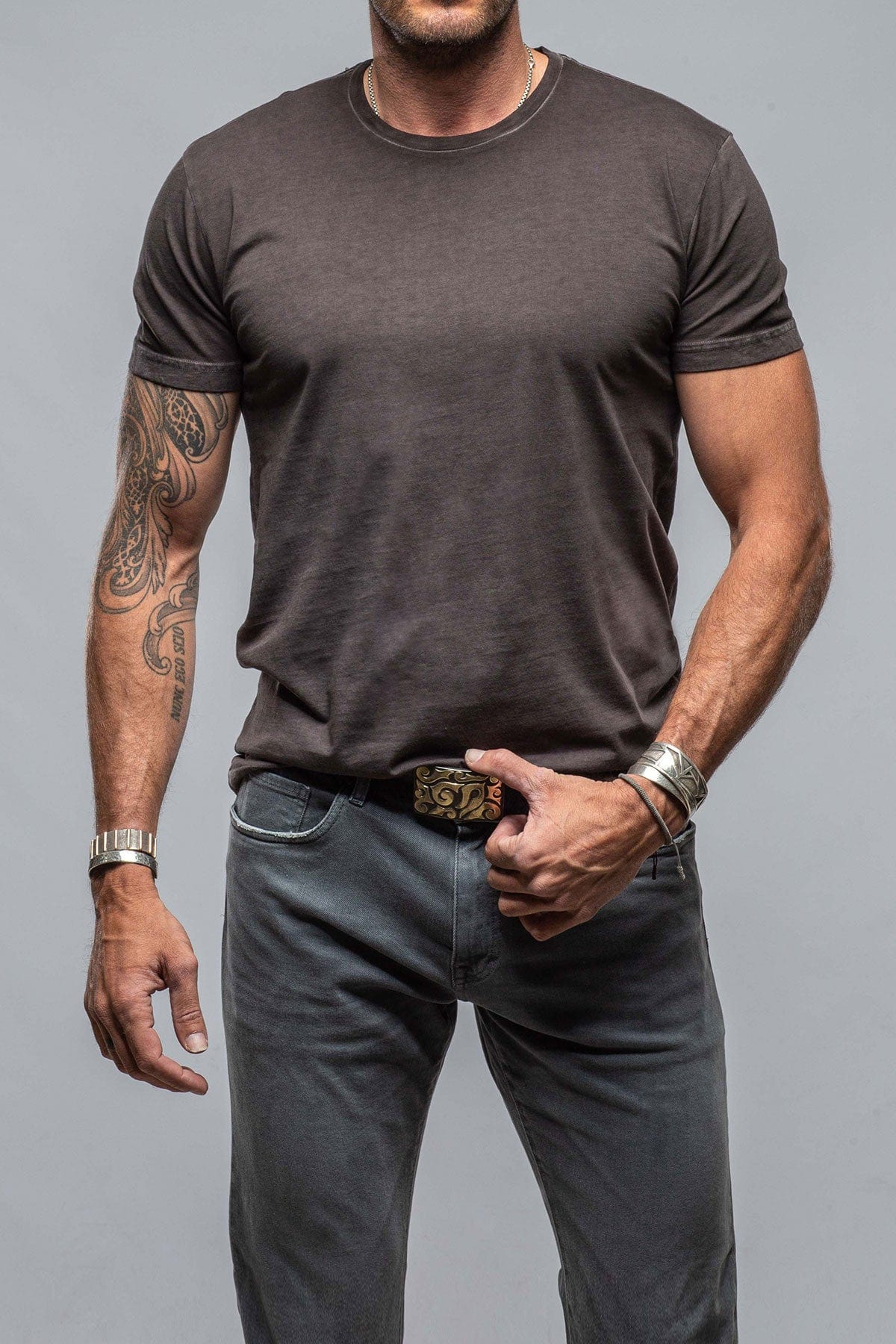 Pismo Cotton Tee In Basalt - AXEL'S