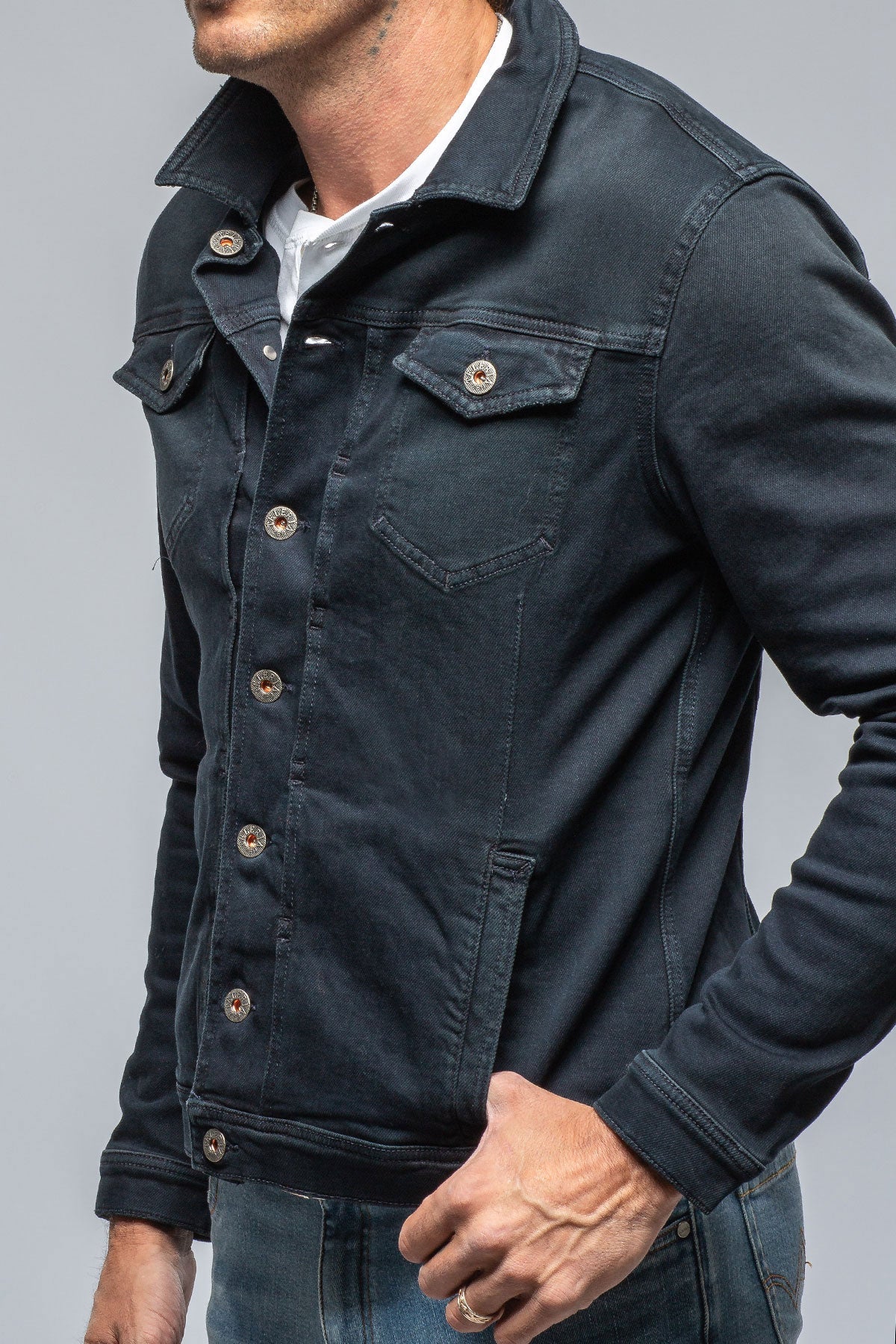Teleria Zed Walker Jean Jacket In Nero Mens - Outerwear - Overshirts