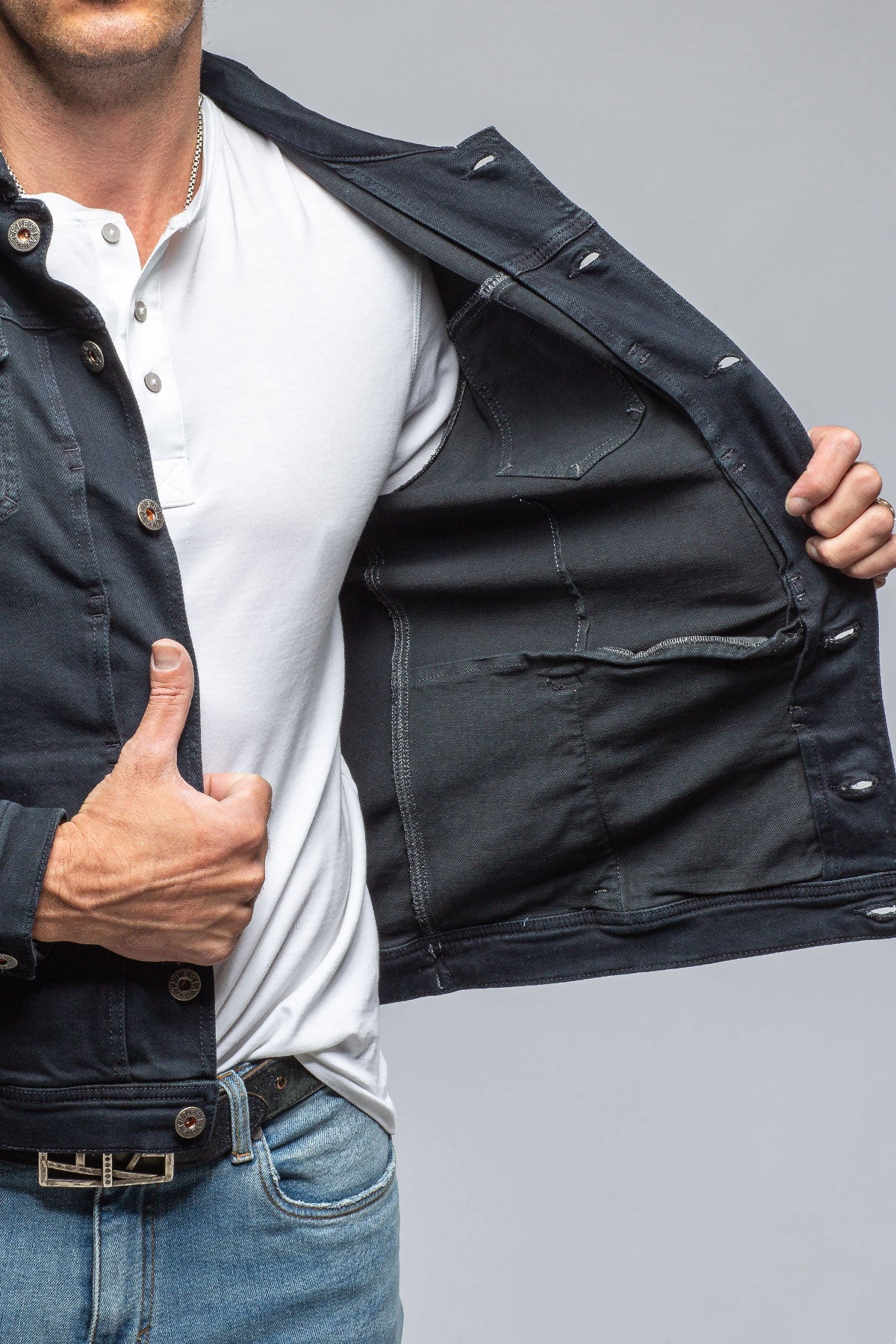 Teleria Zed Walker Jean Jacket In Nero Mens - Outerwear - Overshirts