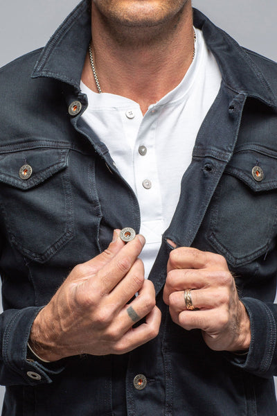 Teleria Zed Walker Jean Jacket In Nero Mens - Outerwear - Overshirts